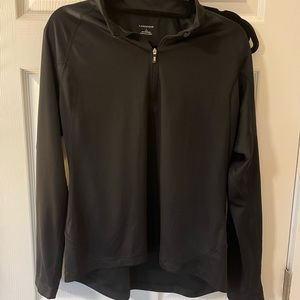 Lands' End Women's Long Sleeve Fitness Shirt, Black, Large